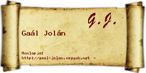 Gaál Jolán névjegykártya